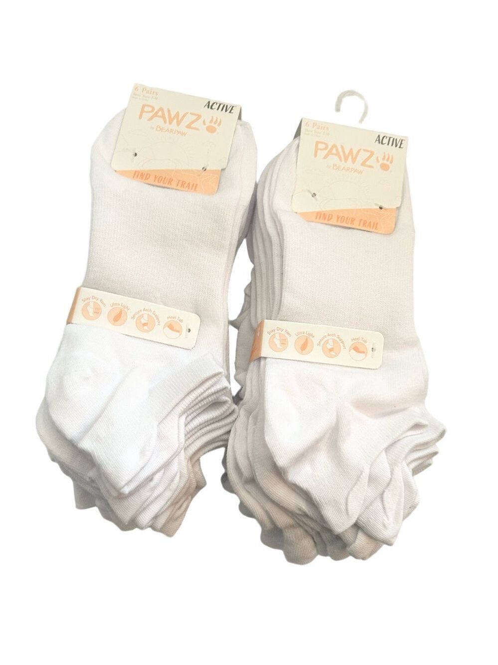 Pawz By Bearpaw Woman’s Socks 12 Pairs White Shoe Size 5-10 NWT